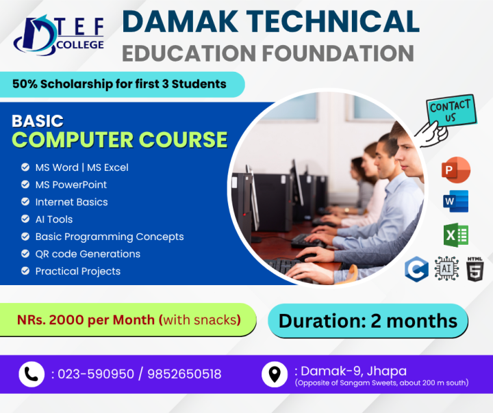 Start your journey into the digital world with our Basic Computer Course